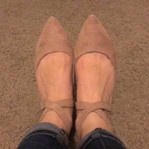 Pink suede flats